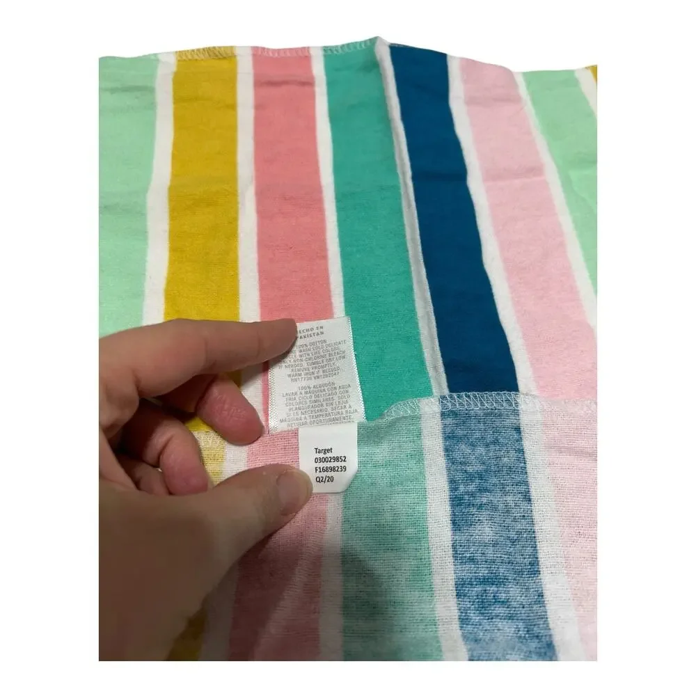 Cloud Island Striped Pink Yellow Green Blue Flannel Receiving Baby Blanket 2020